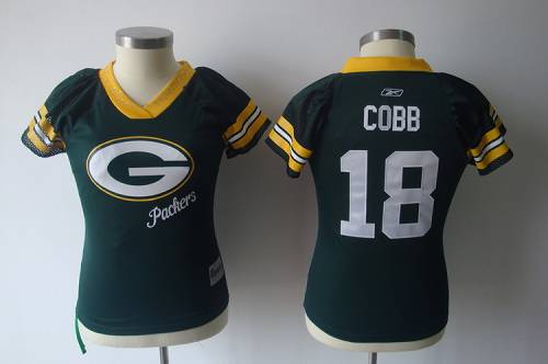 Packers #18 Randall Cobb Green 2011 Women's Field Flirt Stitched NFL Jersey - Click Image to Close